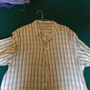 Men’s Indigo Palms shirt. 100% Irish Linen.